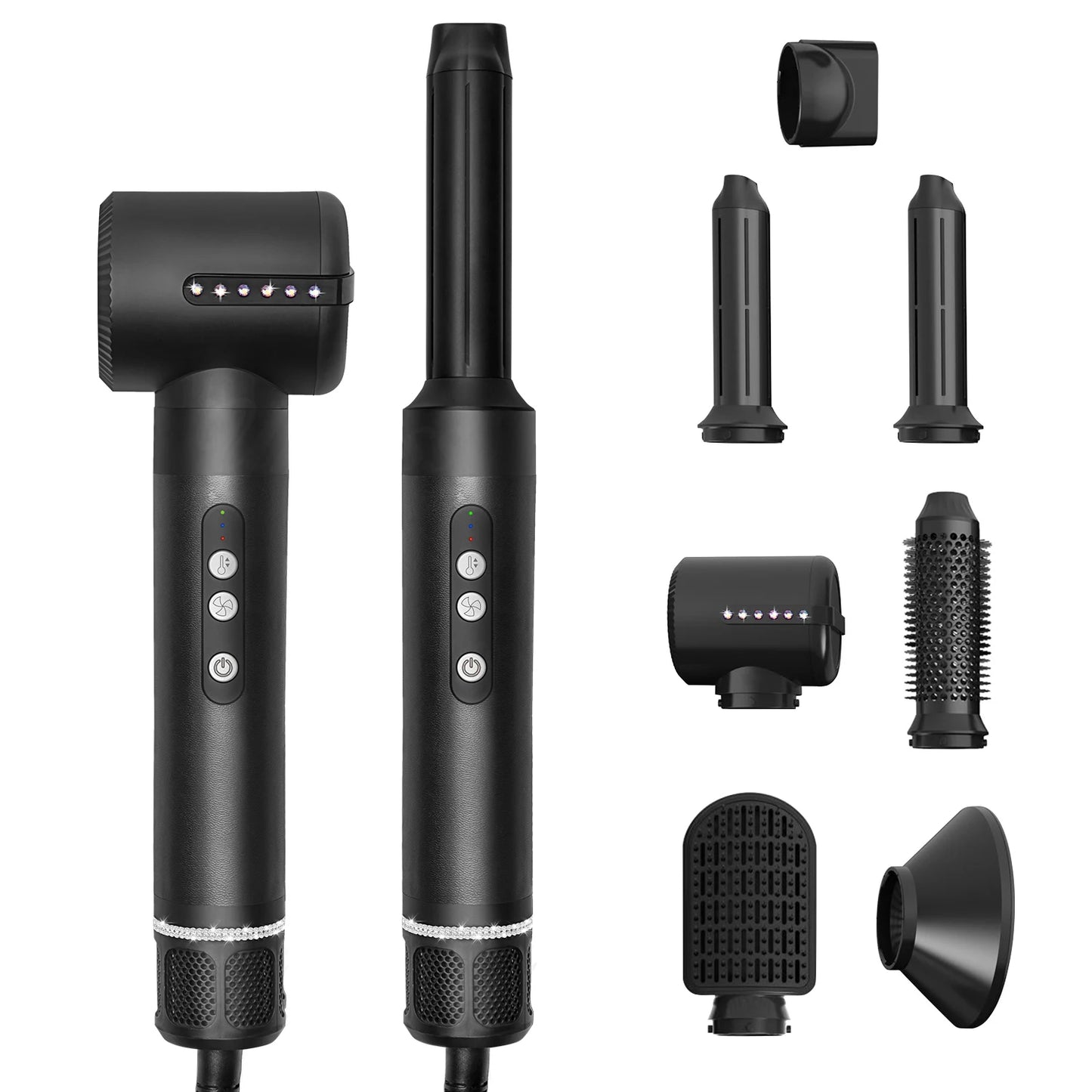 7 In 1 Hair Dryer Brush Brushless High Speed Hair Dryer with Diffuser Ionic Blow Dryer Hot Air Styling Comb Auto Hair Curler