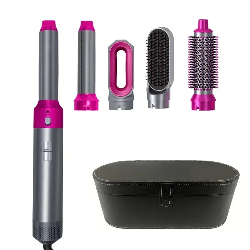 GlowHer 5 in 1 Hair Dryer Hot Comb Setمجفف شعر 5 في 1 فرشة، كيرلي، سترايت، وكل الستايلات اللي تبغيها