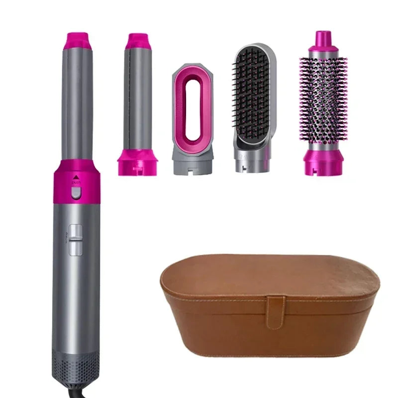 GlowHer 5 in 1 Hair Dryer Hot Comb Setمجفف شعر 5 في 1 فرشة، كيرلي، سترايت، وكل الستايلات اللي تبغيها