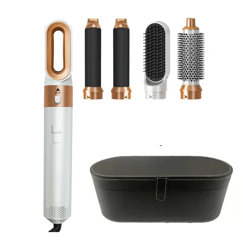 GlowHer 5 in 1 Hair Dryer Hot Comb Setمجفف شعر 5 في 1 فرشة، كيرلي، سترايت، وكل الستايلات اللي تبغيها