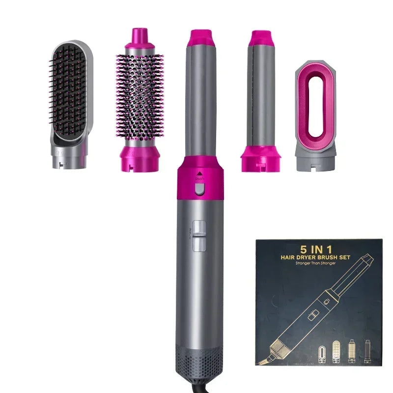 GlowHer 5 in 1 Hair Dryer Hot Comb Setمجفف شعر 5 في 1 فرشة، كيرلي، سترايت، وكل الستايلات اللي تبغيها