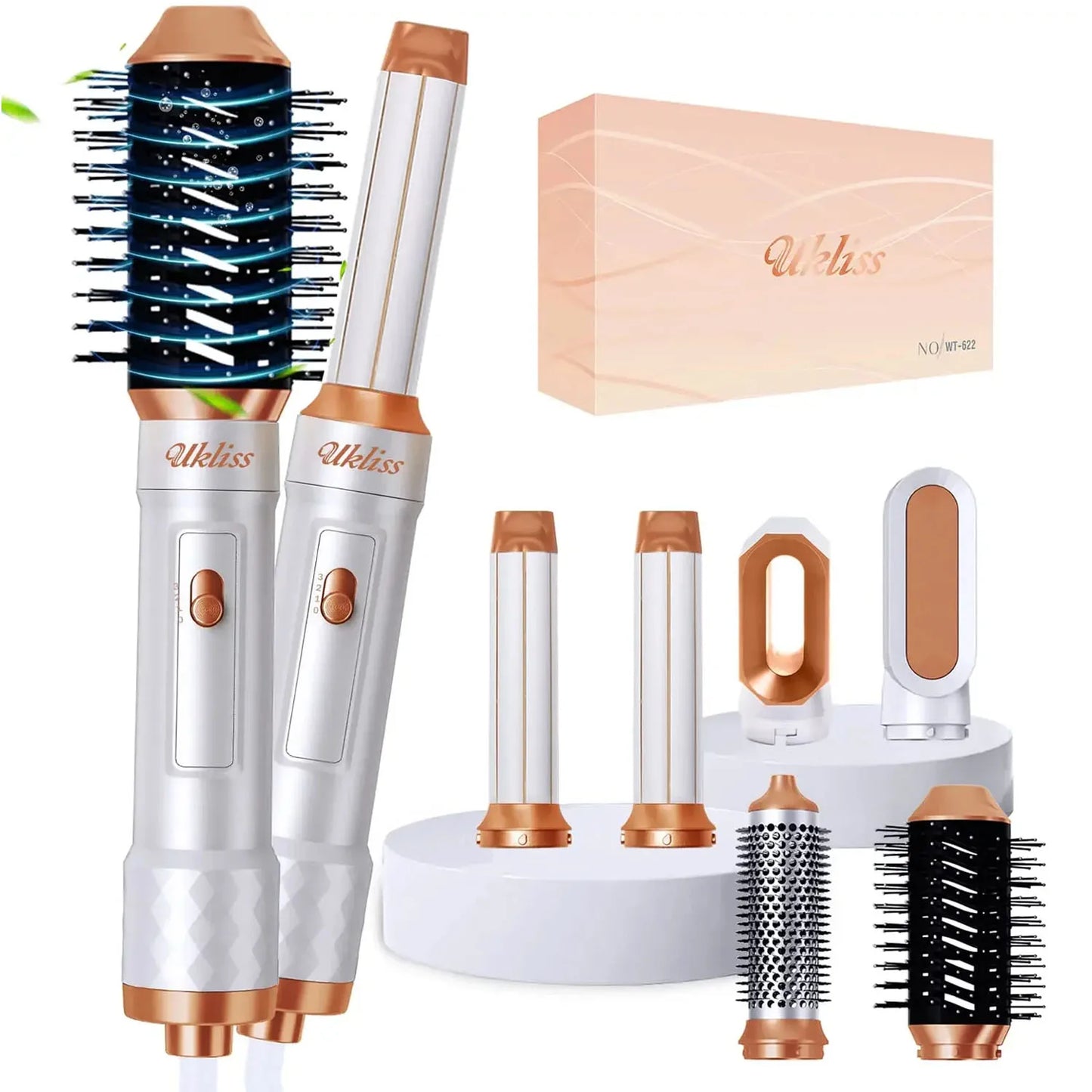 GlowHer 6 in 1 Blow Dryer Brush Auto طقم تصفيف الشعر 6 في 1