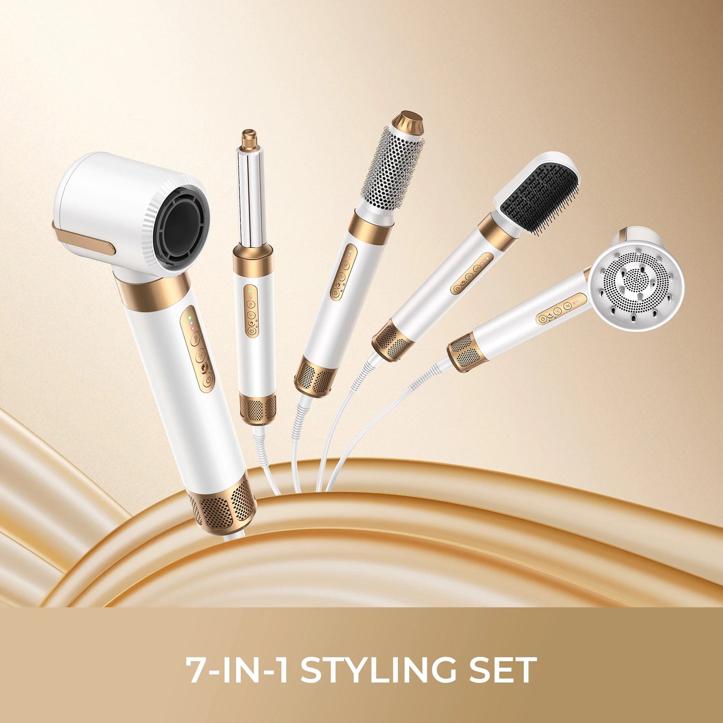 7 In 1 Hair Dryer Brush Brushless High Speed Hair Dryer with Diffuser Ionic Blow Dryer Hot Air Styling Comb Auto Hair Curler