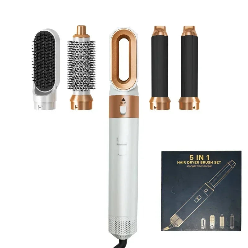 GlowHer 5 in 1 Hair Dryer Hot Comb Setمجفف شعر 5 في 1 فرشة، كيرلي، سترايت، وكل الستايلات اللي تبغيها