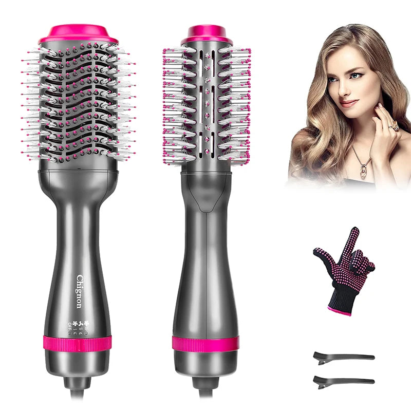 One Step Hair Dryer and Volumizer 1000W Rotating Hot Air Brush Professional Blow Dryer Comb Brush Electric Ion Blow Dryer Brush